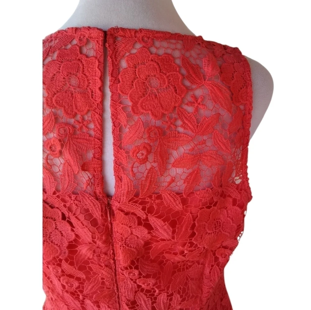J. Crew Collection Poppy Coral Color Lace Sheath Dress Knee Length Size 8